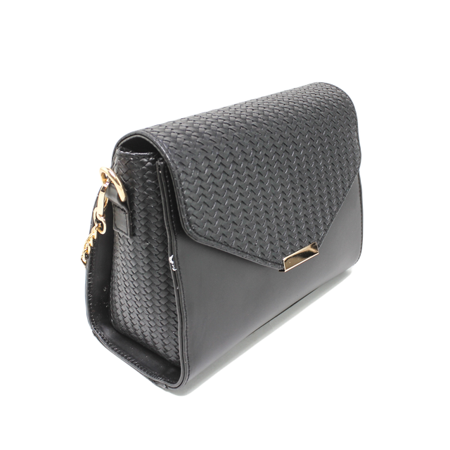 Faux Leather Shoulder Handbag – Black