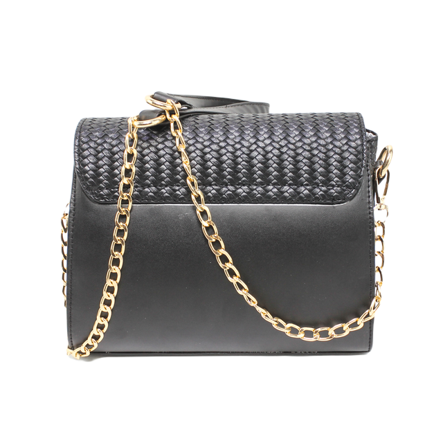 Faux Leather Shoulder Handbag – Black