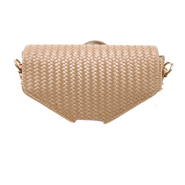 Faux Leather Shoulder Handbag – Light Brown