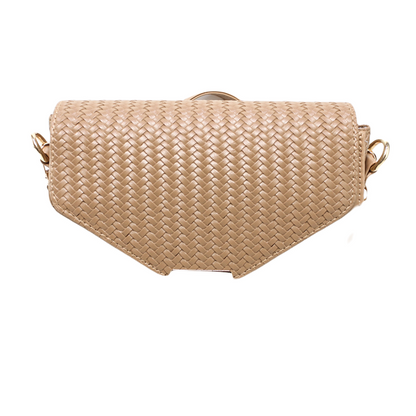 Faux Leather Shoulder Handbag – Light Brown