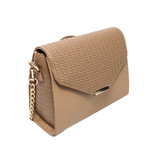 Faux Leather Shoulder Handbag – Light Brown