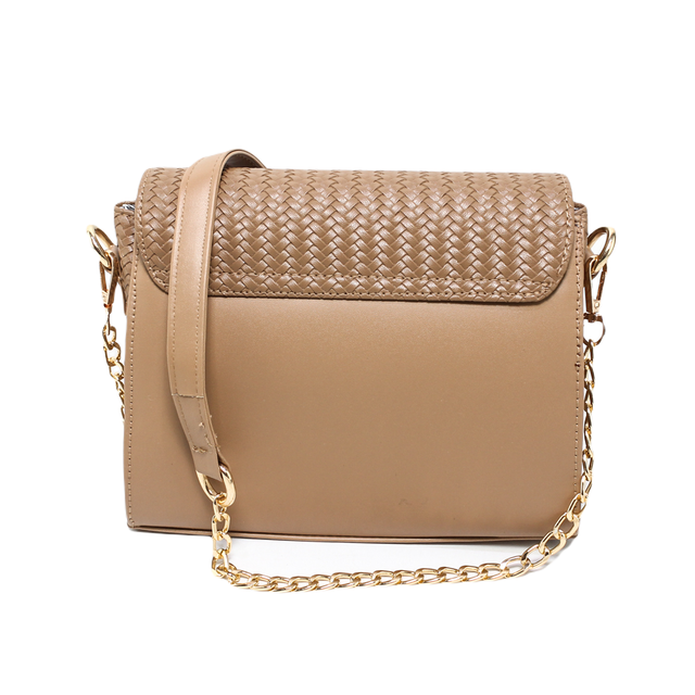 Faux Leather Shoulder Handbag – Light Brown