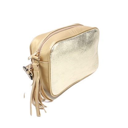 Faux Leather Elegant Handbags - Gold