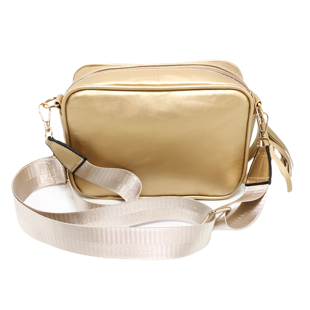 Faux Leather Elegant Handbags - Gold