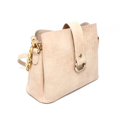 Faux Leather Elegant Handbags - Beige