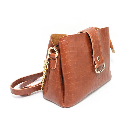 Faux Leather Elegant Handbags - Camel