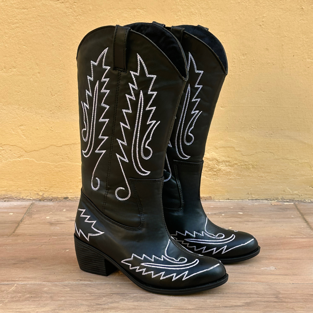 BOYERO BLACK & WHITE COWBOY BOOTS