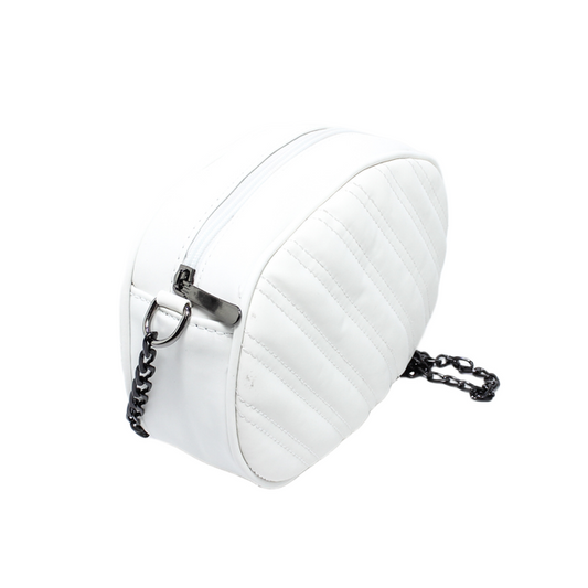 Faux Leather Cross Bag  - White