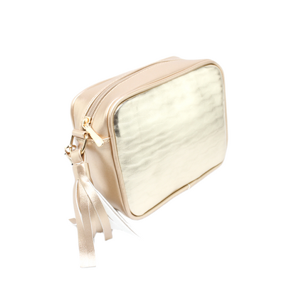 Faux Leather Mini Cross Bag - Gold
