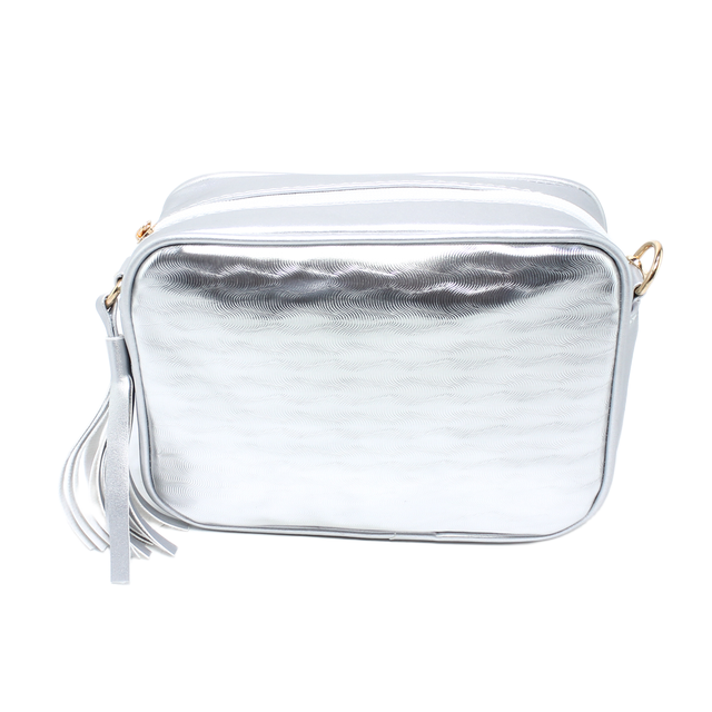 Faux Leather Mini Cross Bag - Silver