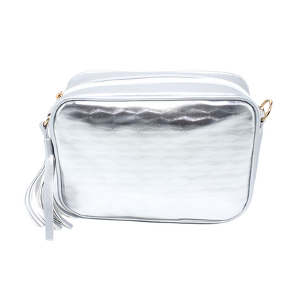 Faux Leather Mini Cross Bag - Silver