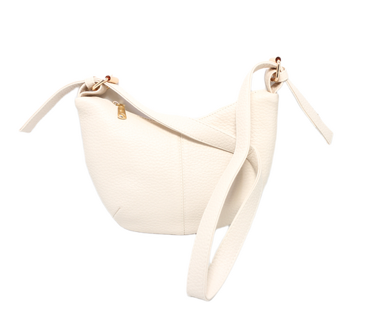 Faux Leather Sleek Shoulder Bag - Beige