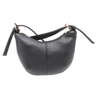 Faux Leather Sleek Shoulder Bag - Black