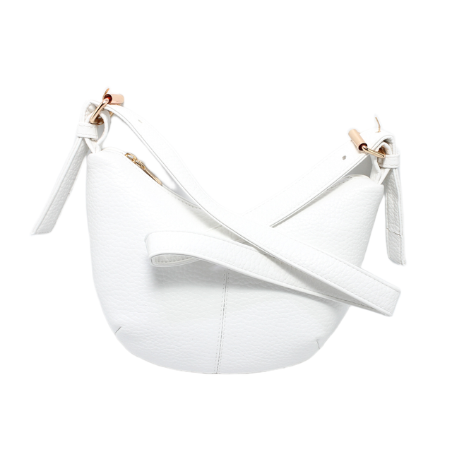 Faux Leather Sleek Shoulder Bag - White