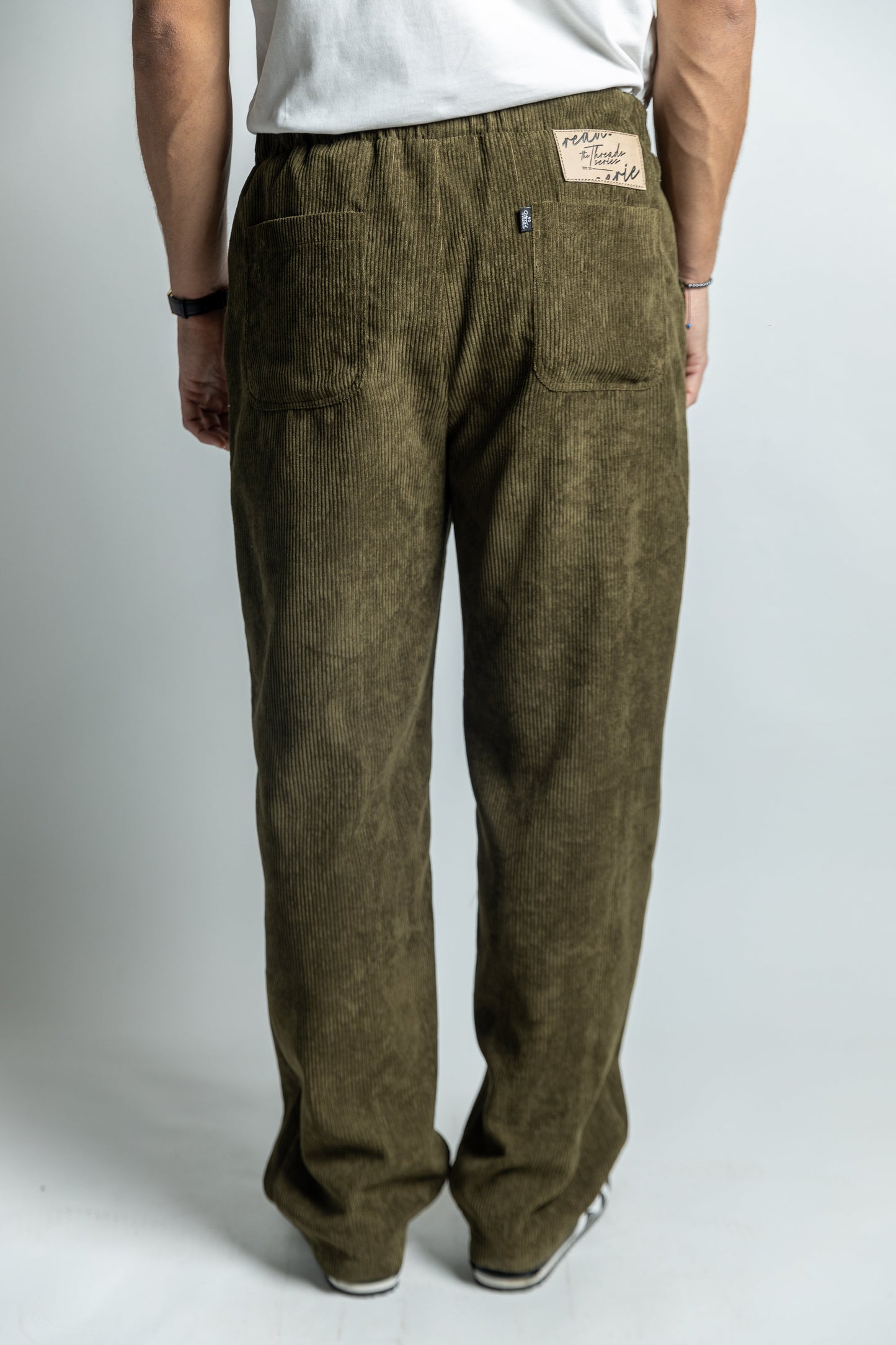 Wide Leg Corduroy Pants - Olive Green