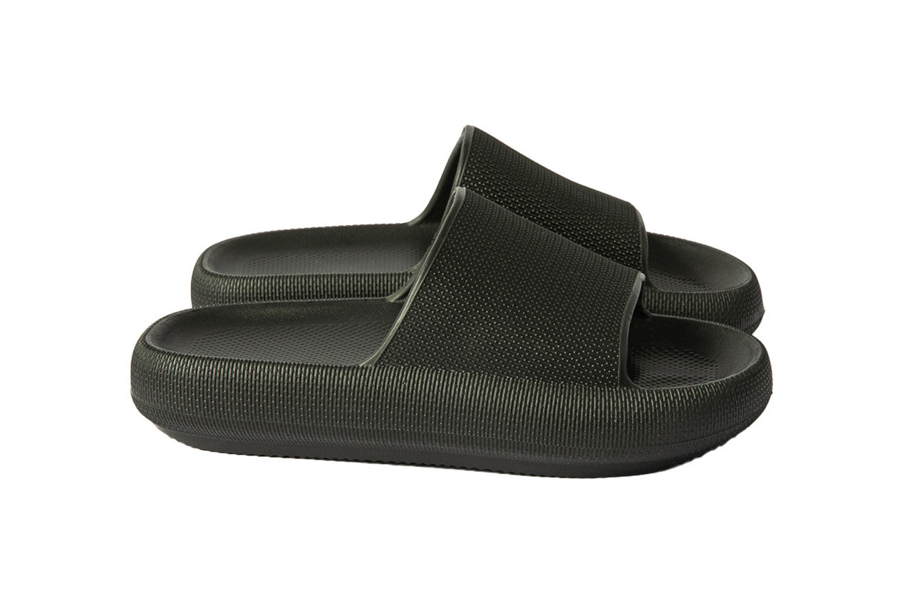 EVA PVC Solid Slide Slippers – Black
