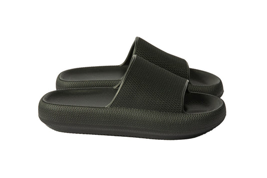 EVA PVC Solid Slide Slippers – Black