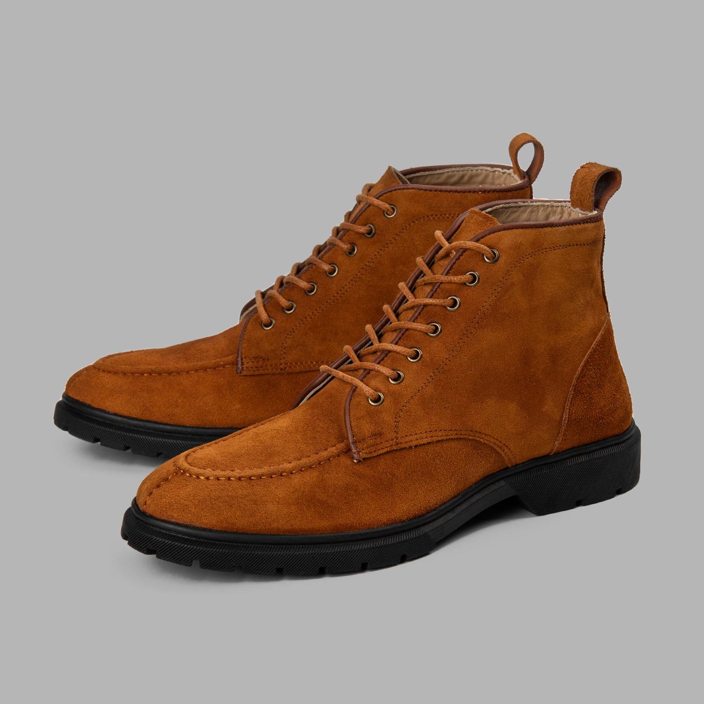 Moc Toe Suede Lace Up Genuine Leather Half Boots