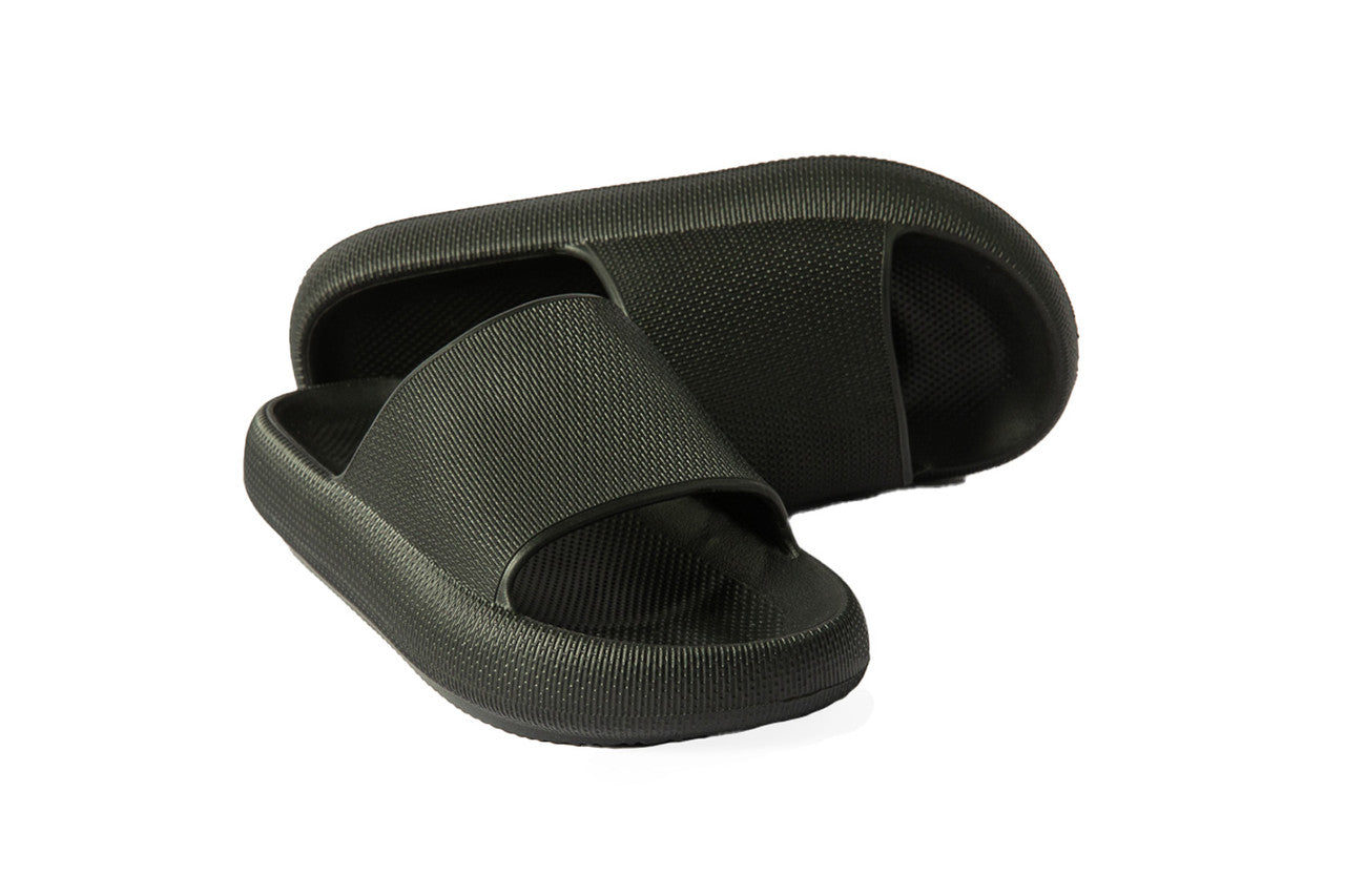 EVA PVC Solid Slide Slippers – Black