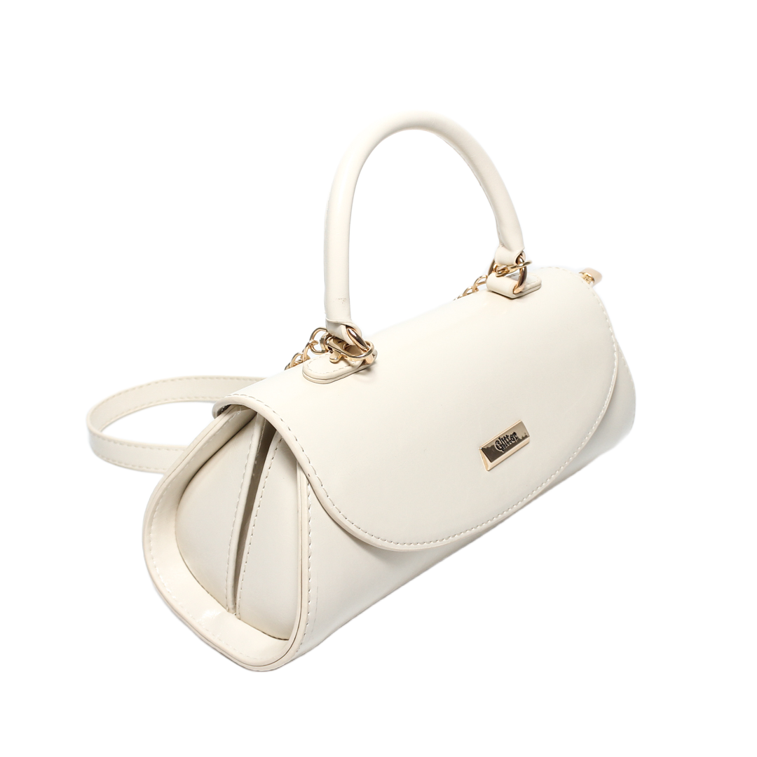 Faux Leather Handbag – Beige
