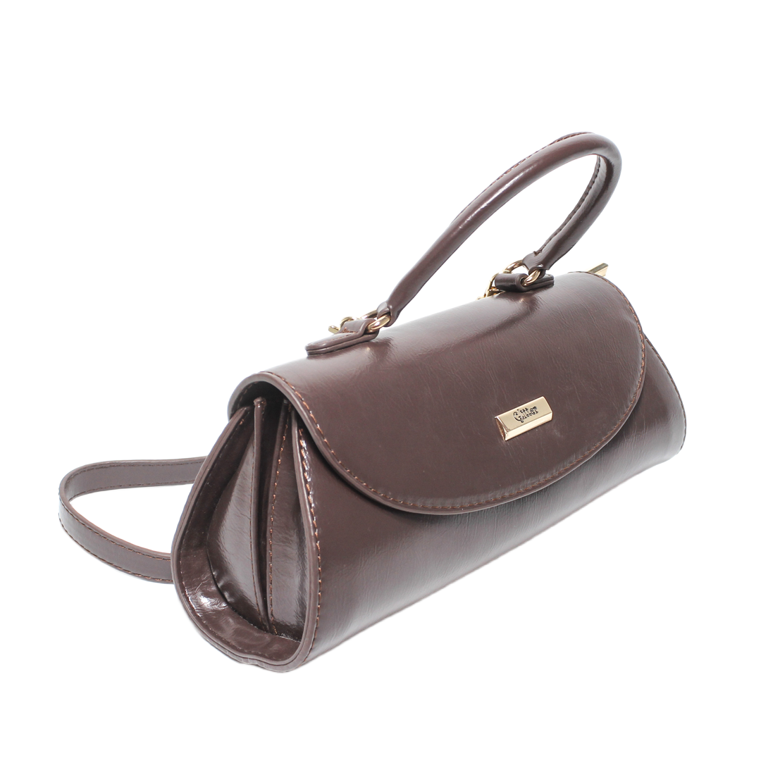 Faux Leather Handbag – Brown