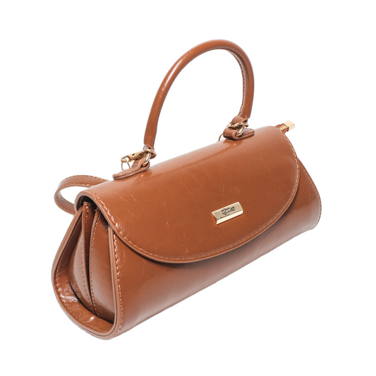 Faux Leather Handbag – Camel