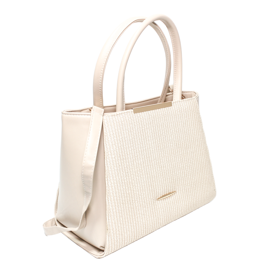 Textured Tote Bag - Beige