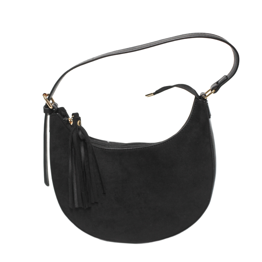 Tassel Hobo Bag - Black