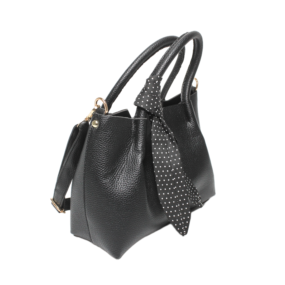 Floral Scarf Satchel Bag - Black