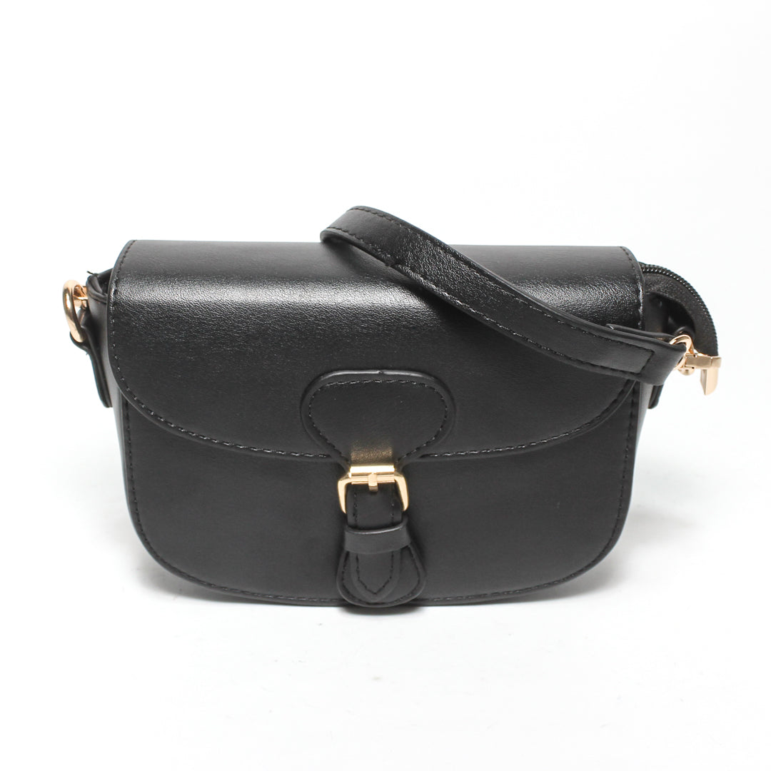 Minimalist Flap Cross Bag - Black
