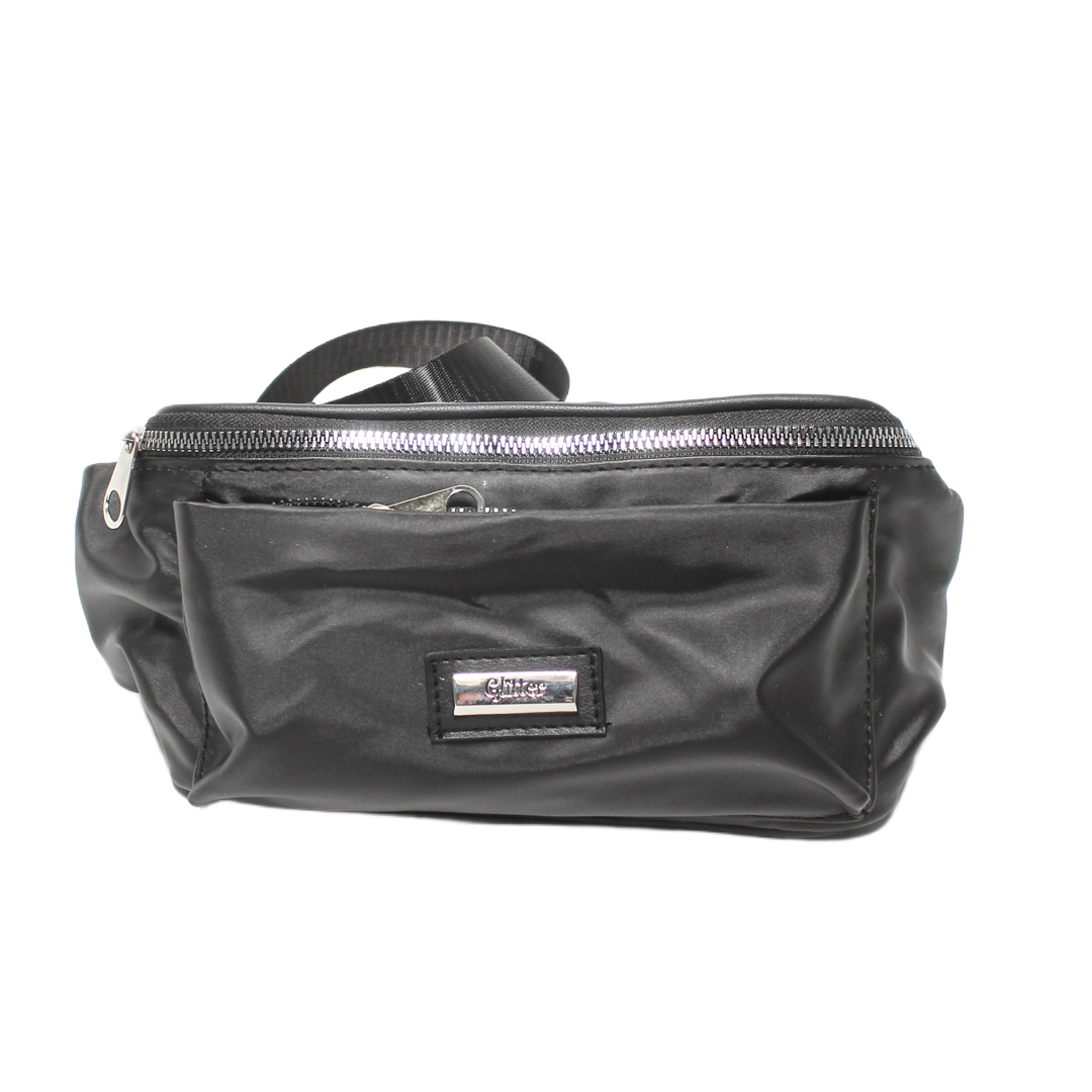 Dual Pocket Waist Bag - Black