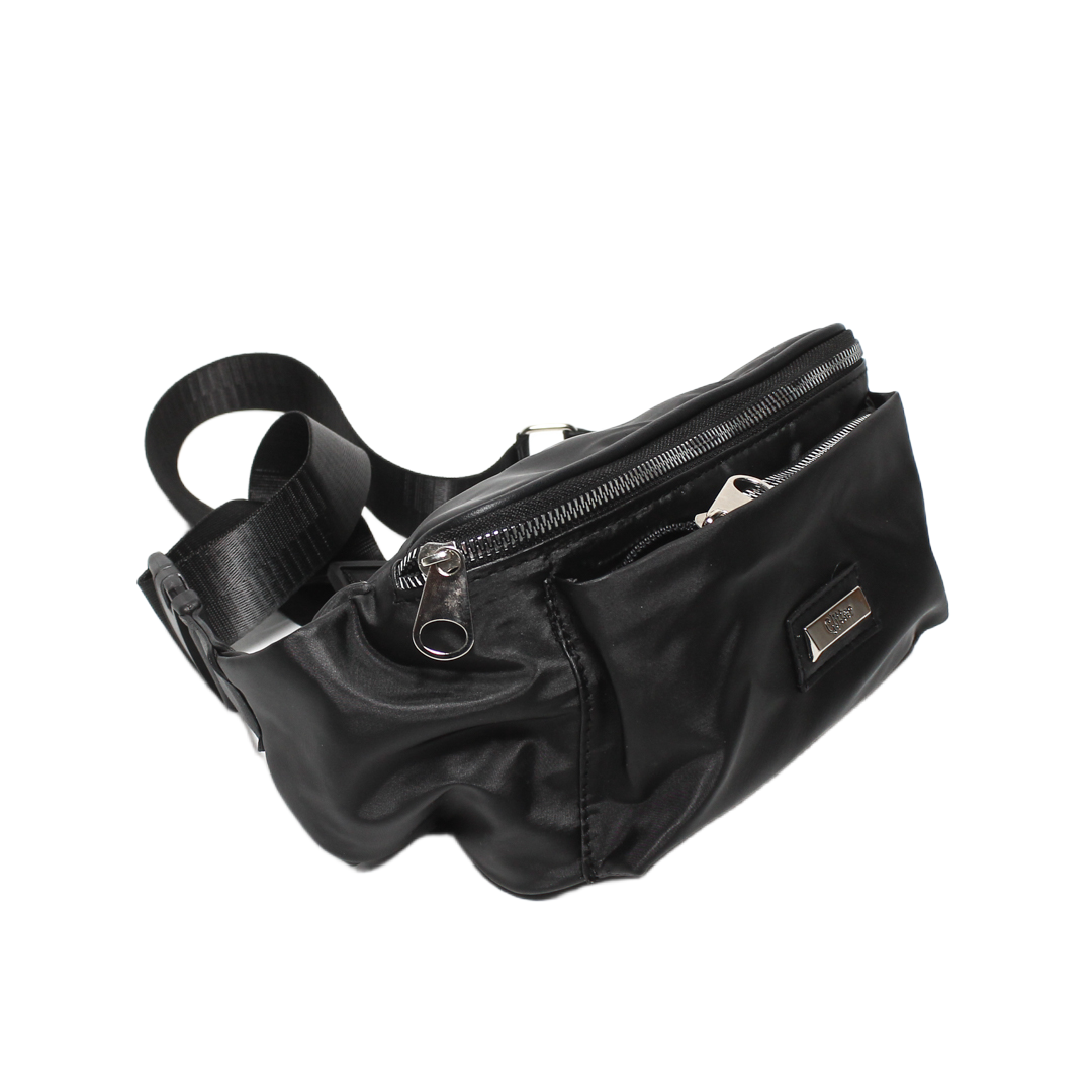 Dual Pocket Waist Bag - Black