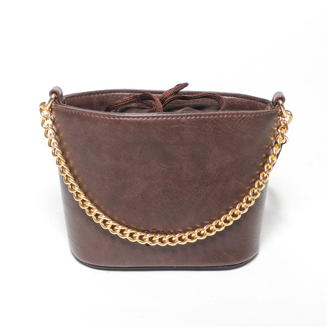 Chain Detail Bucket Bag - Brown