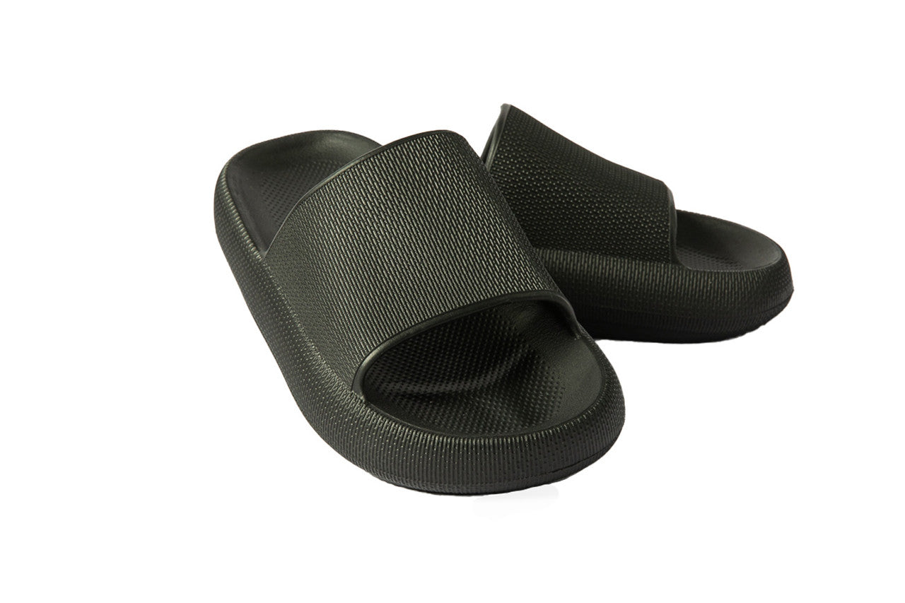 EVA PVC Solid Slide Slippers – Black