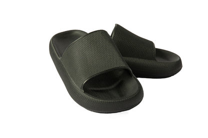 EVA PVC Solid Slide Slippers – Black