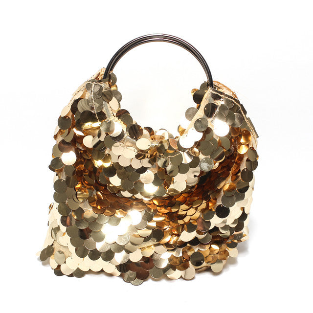 Sequin Hand Bag - Gold