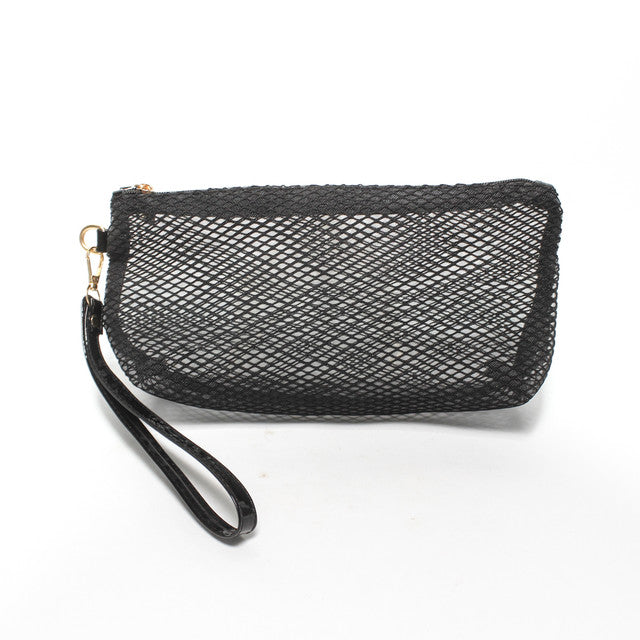 Mesh Wristlet Clutch Bag - Black