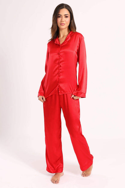 Red Satin Pyjama Set - Carina - ÙƒØ§Ø±ÙŠÙ†Ø§