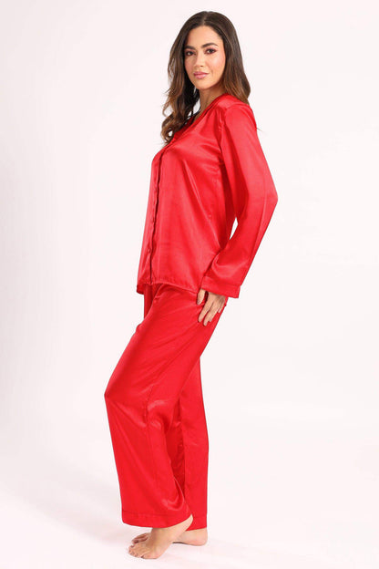 Red Satin Pyjama Set - Carina - ÙƒØ§Ø±ÙŠÙ†Ø§