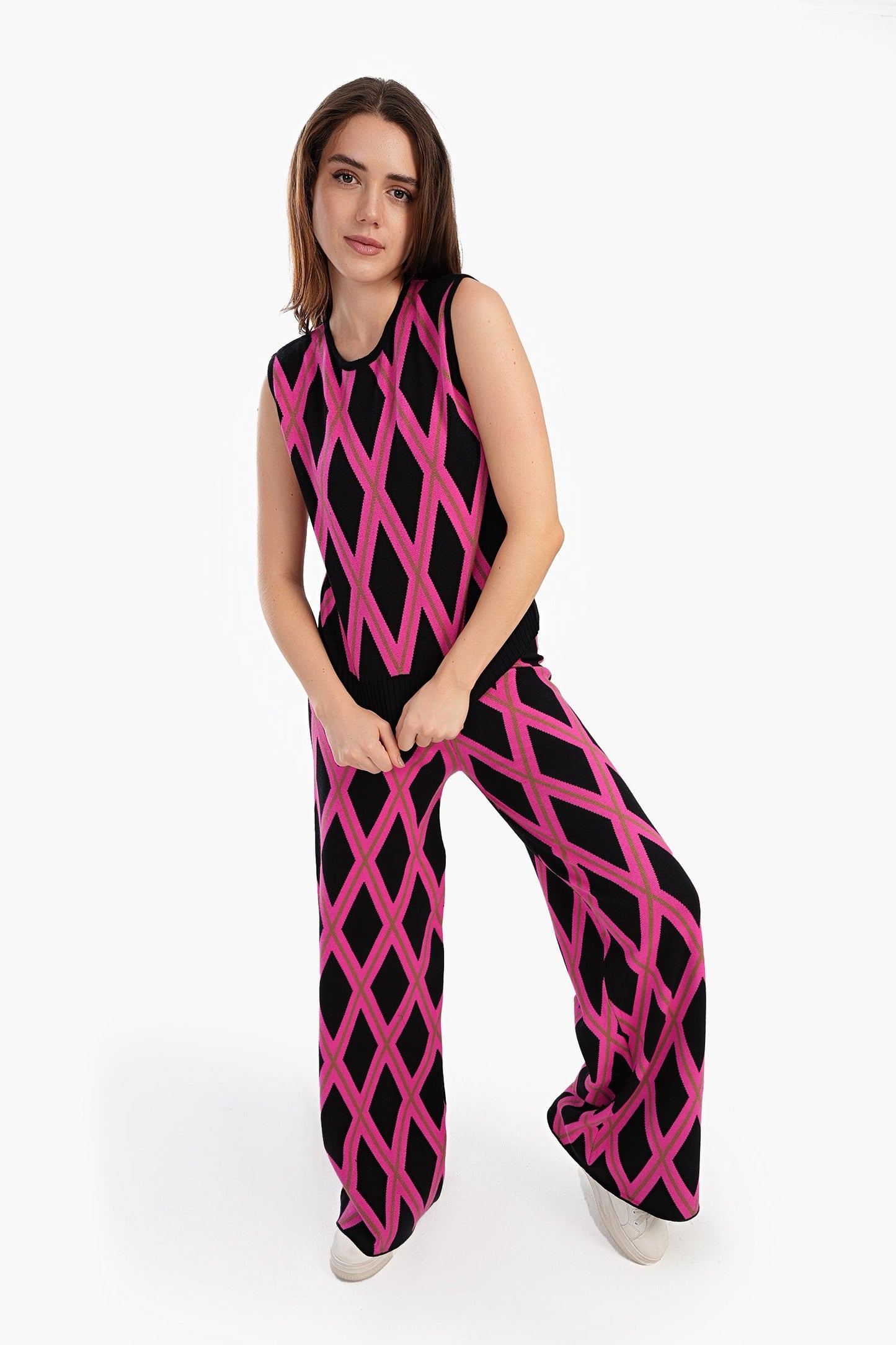 Argyle Pattern Wool Pants