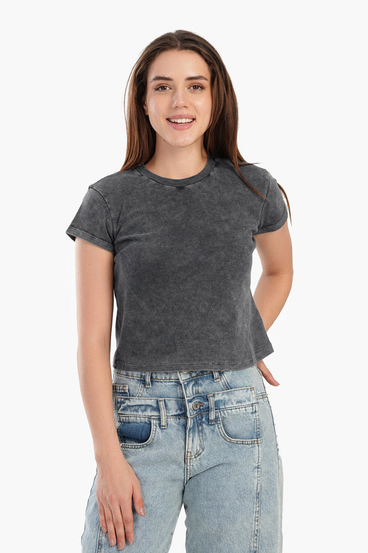 Ribbed Short Sleeves Top