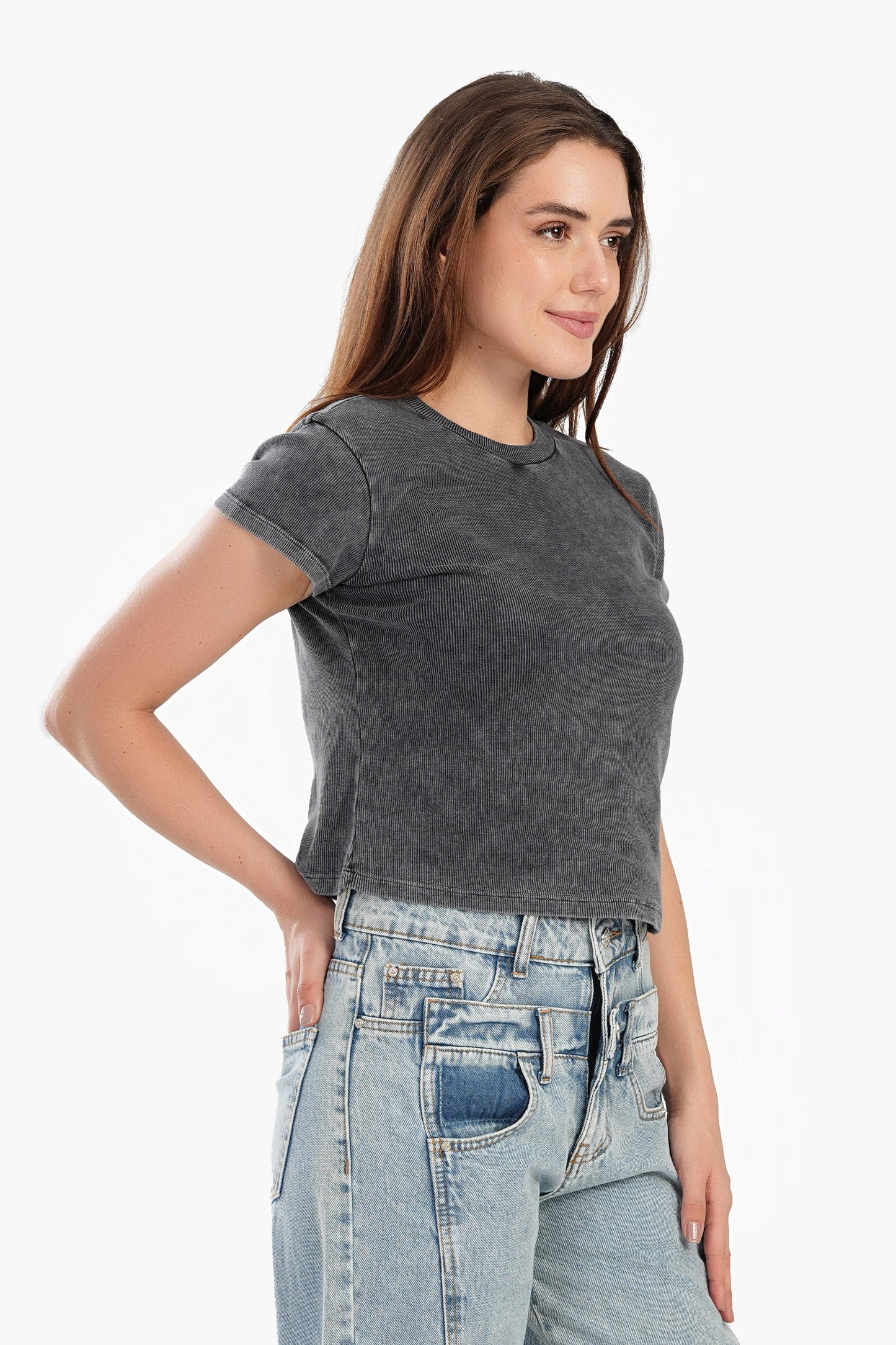 Ribbed Short Sleeves Top