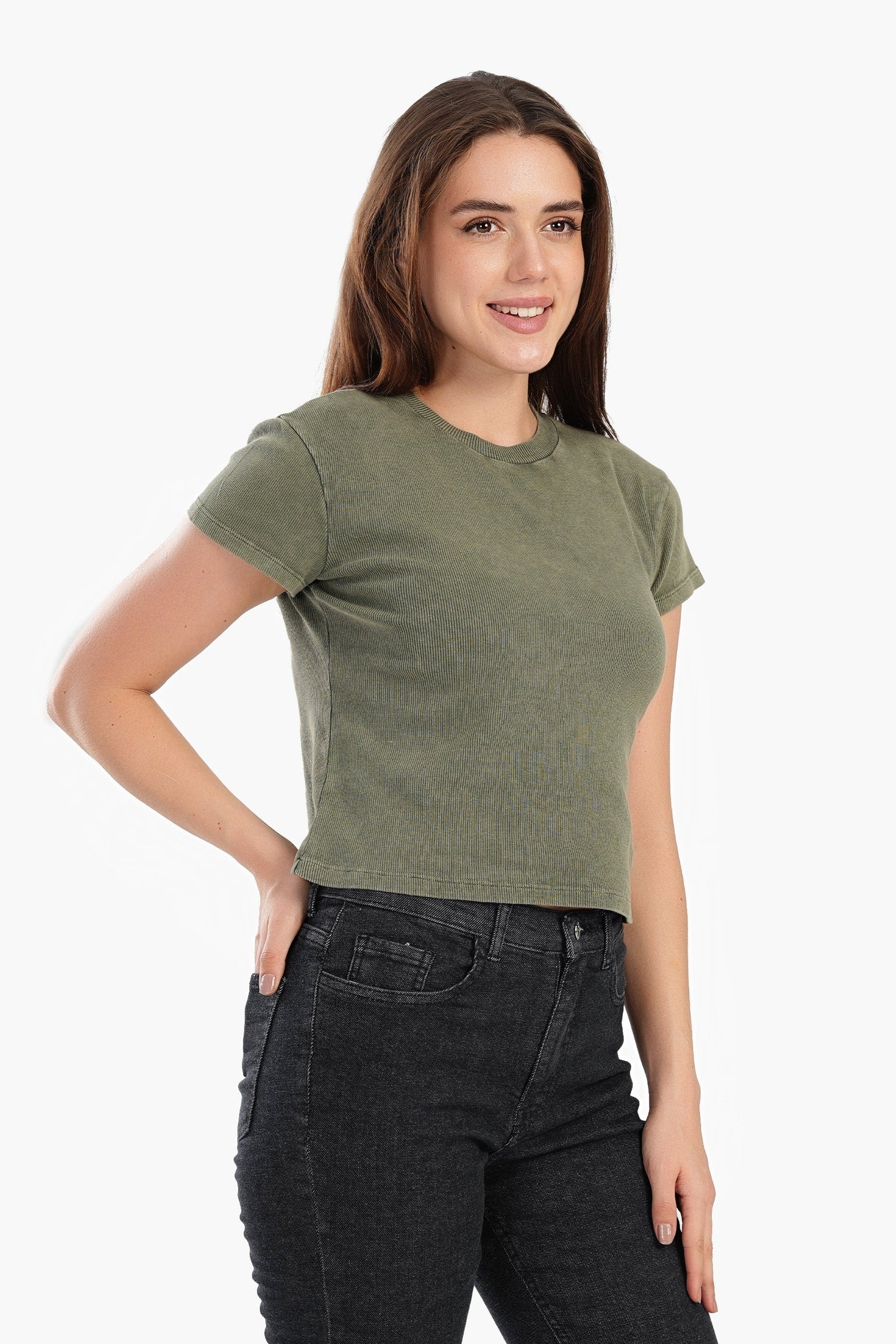 Ribbed Short Sleeves Top