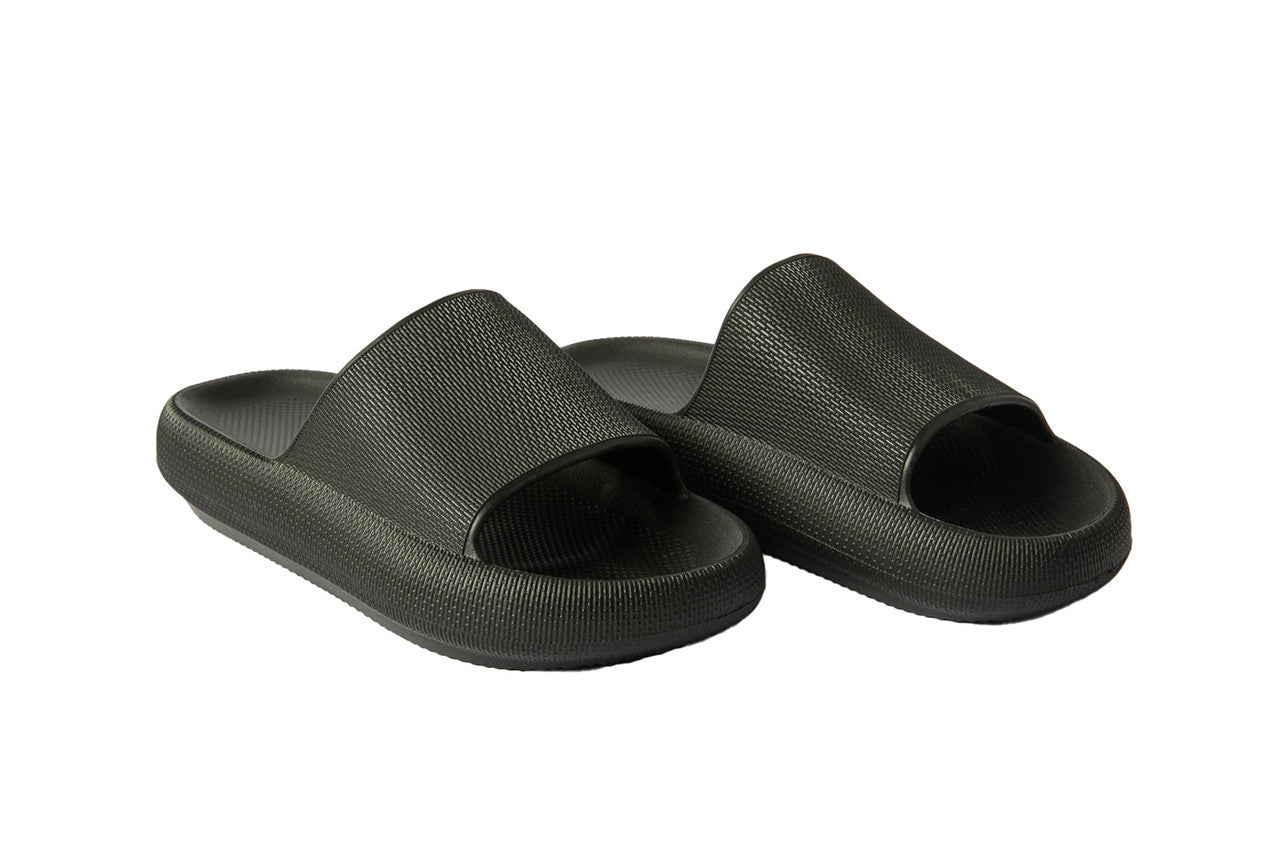 EVA PVC Solid Slide Slippers – Black