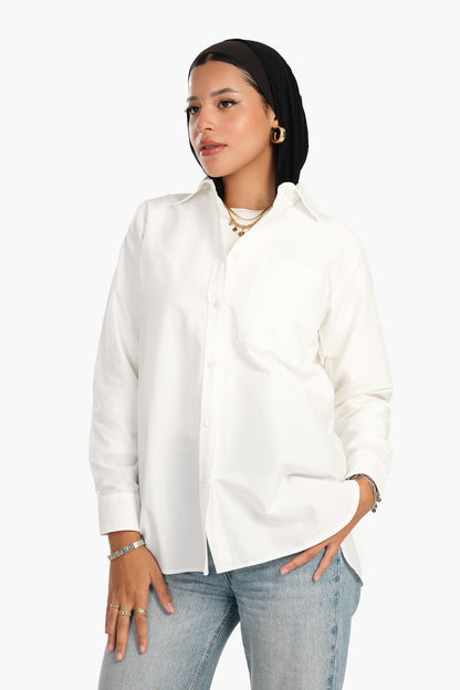 Cotton Blend Button-Down Shirt