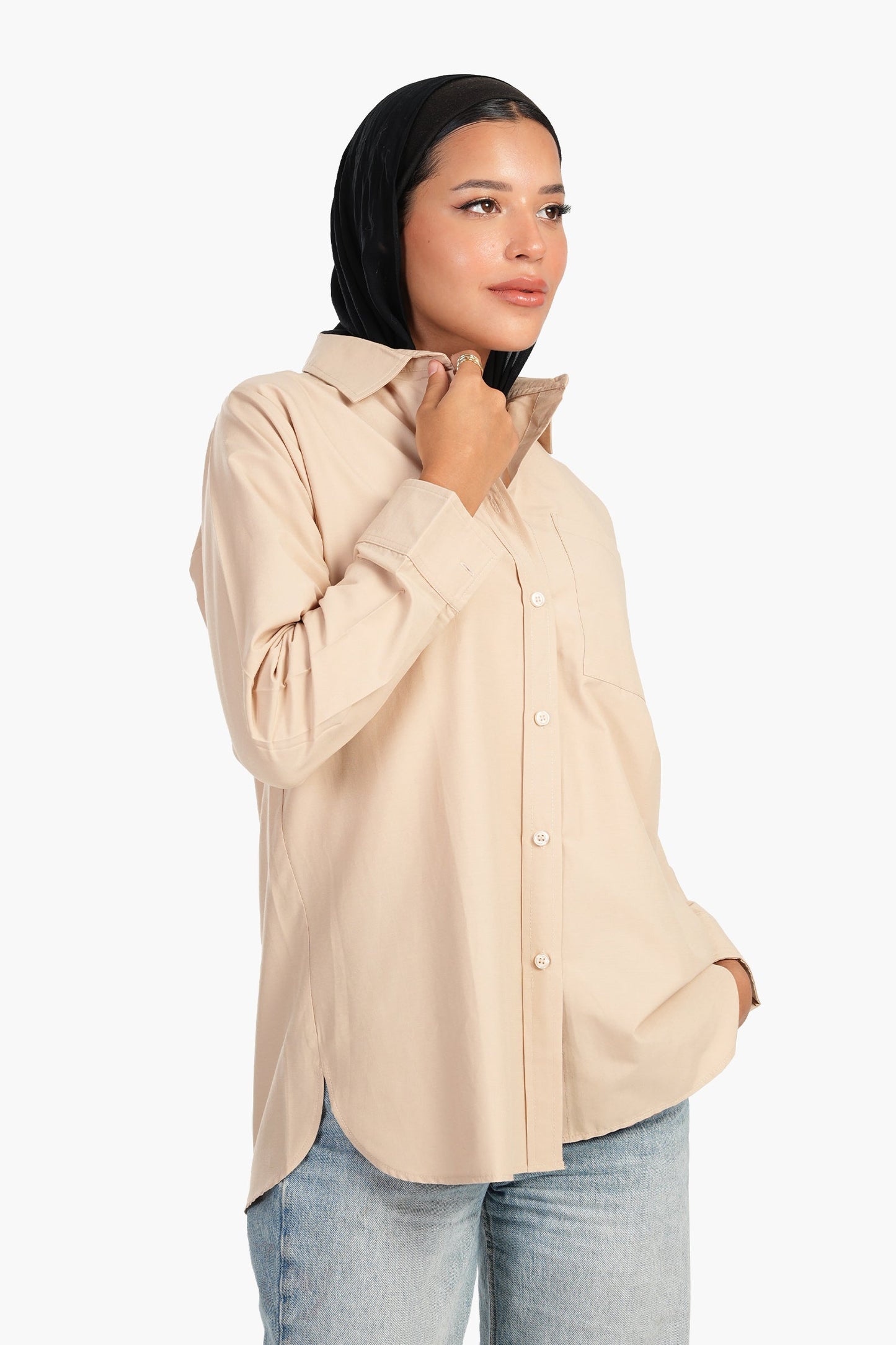 Cotton Blend Button-Down Shirt