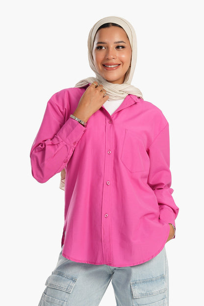 Cotton Blend Collared Shirt