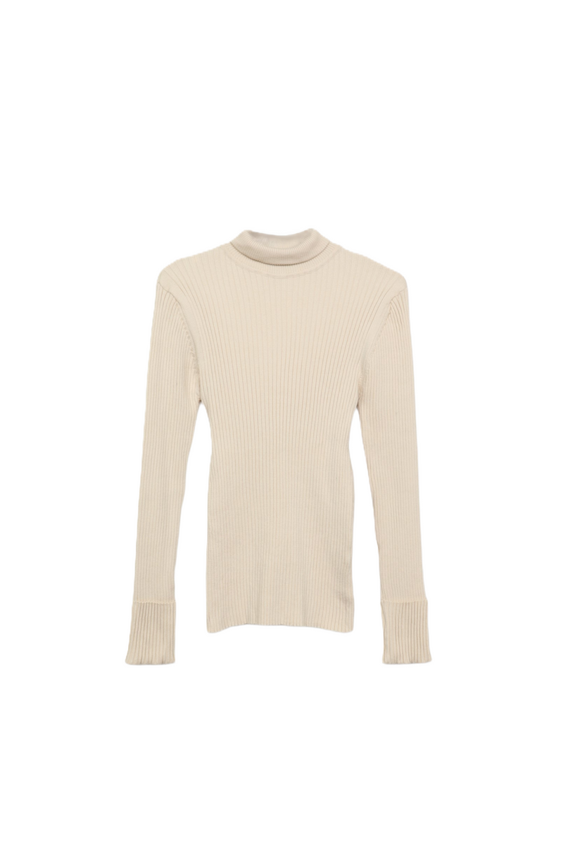 Polyamide Ribbed Turtleneck Pullover – Off White