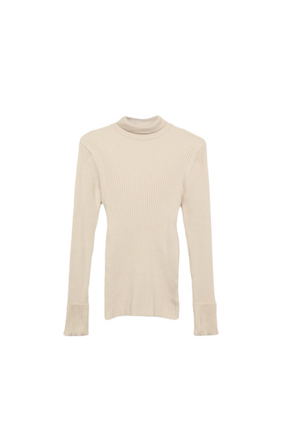 Polyamide Ribbed Turtleneck Pullover – Off White