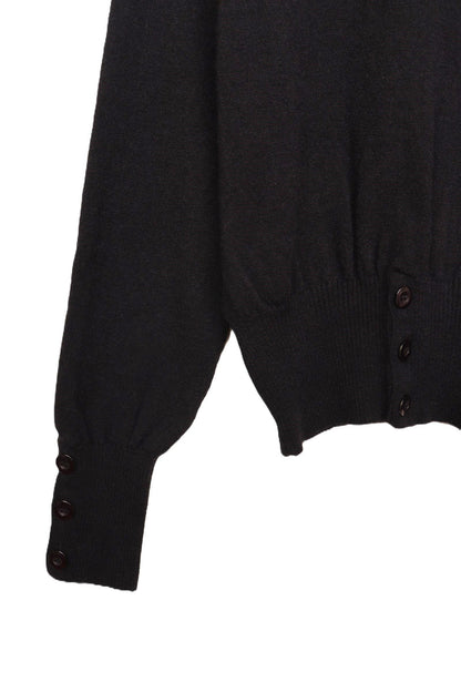 Polyamide Solid Button Detail Pullover – Black